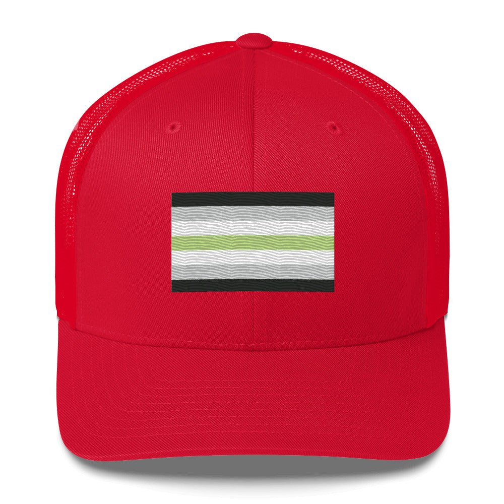 Agender Pride Flag Trucker Hat - Red - LGBTPride.com