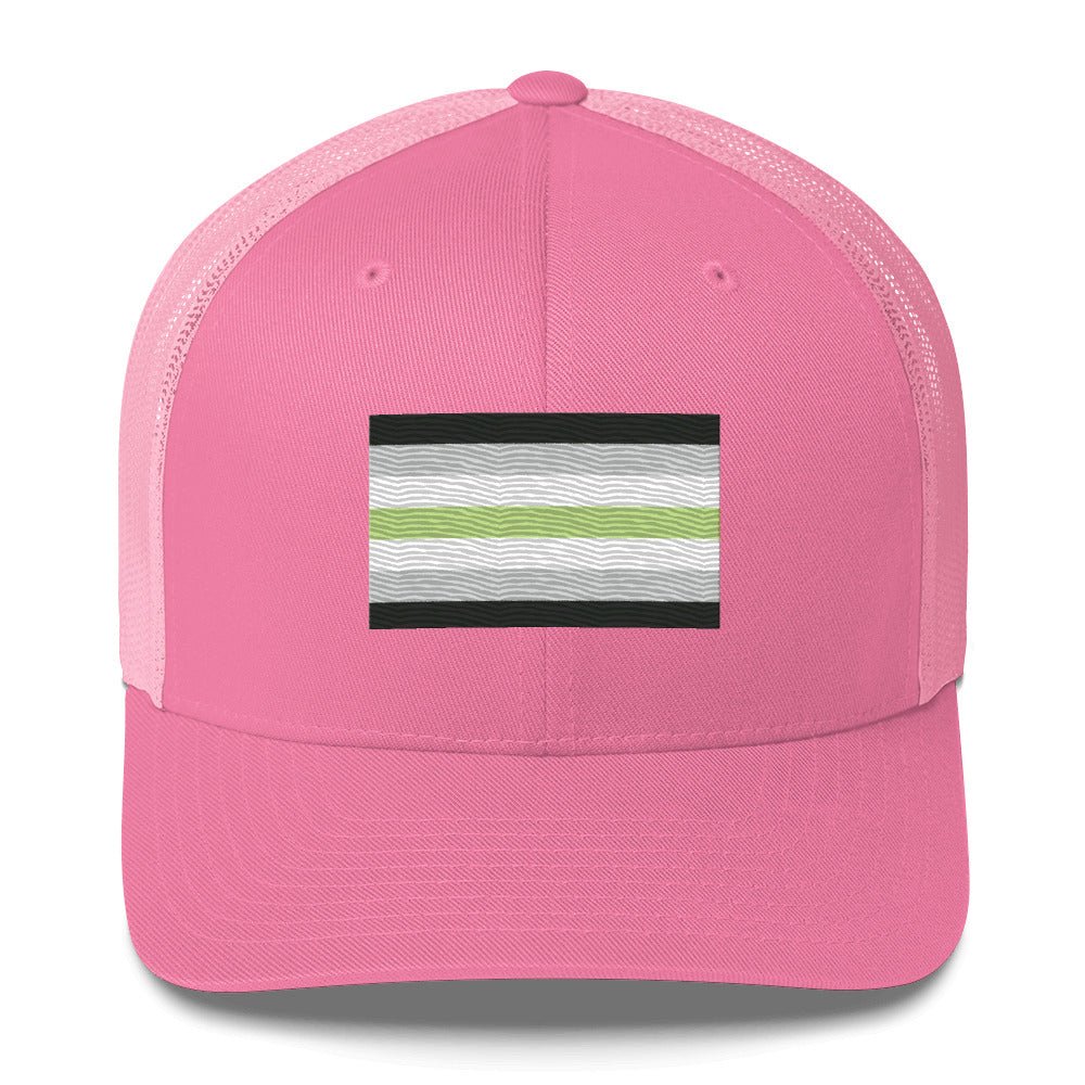 Agender Pride Flag Trucker Hat - Pink - LGBTPride.com