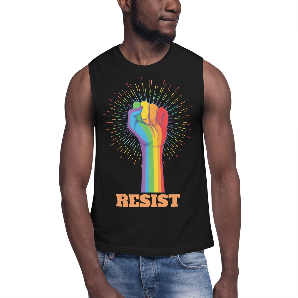 All Gender Muscle Shirt - Resist - Black - LGBTPride.com