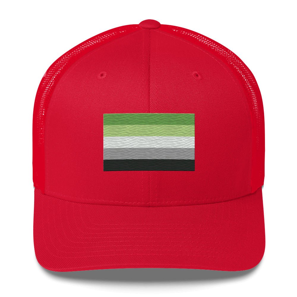 Aromantic Pride Flag Trucker Hat - Red - LGBTPride.com