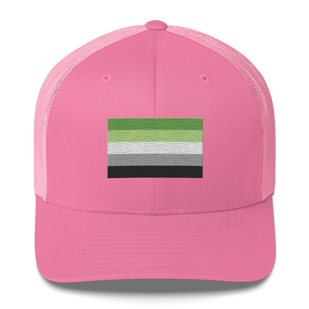 Aromantic Pride Flag Trucker Hat - Pink - LGBTPride.com