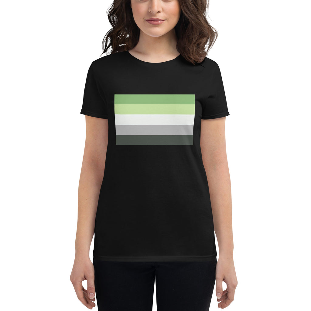 Aromantic Pride Flag Women's T-Shirt - Black - LGBTPride.com