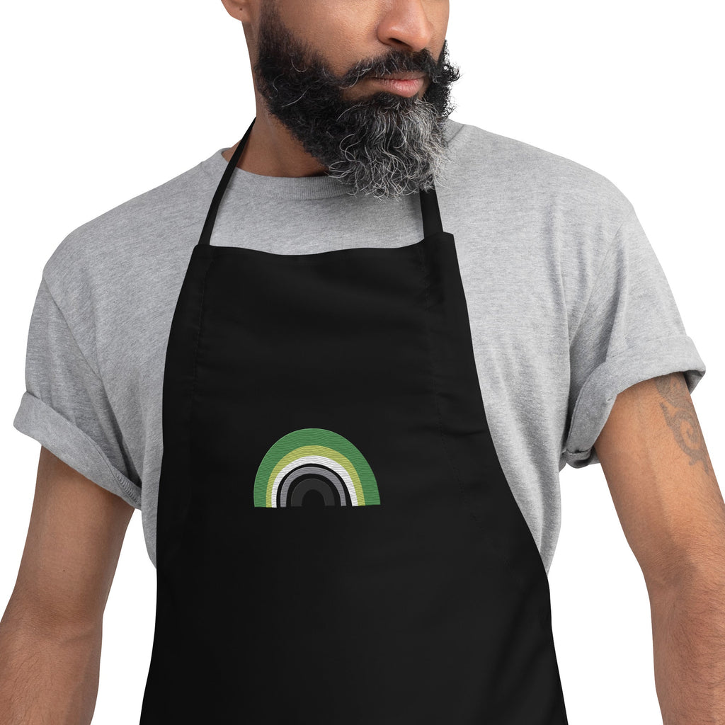 Aromantic Rainbow Pride Embroidered Apron - Black - LGBTPride.com