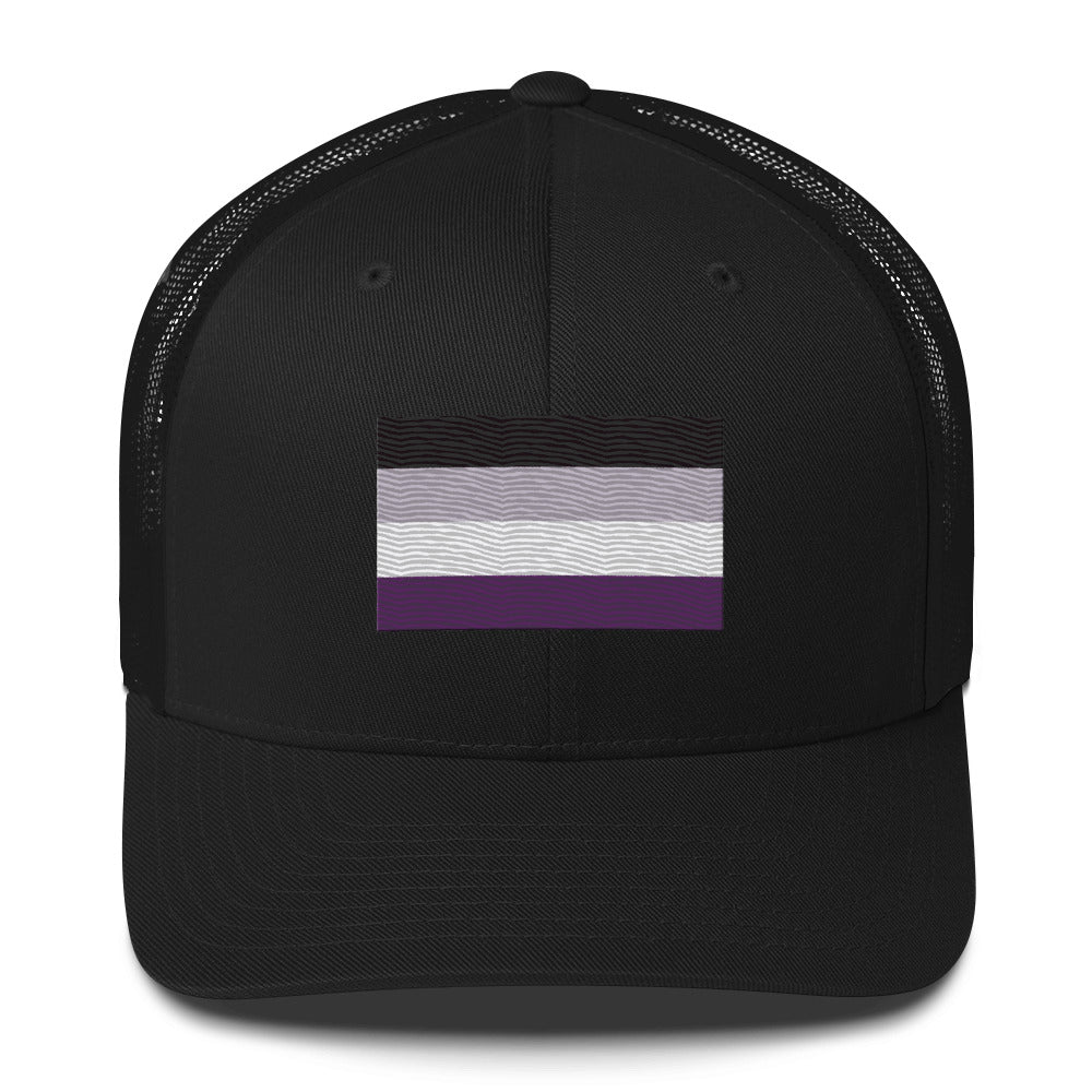Asexual Pride Flag Trucker Hat - Black - LGBTPride.com