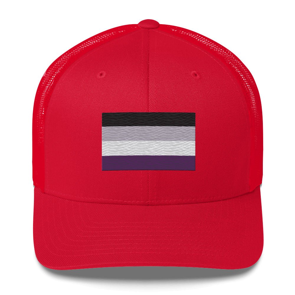 Asexual Pride Flag Trucker Hat - Red - LGBTPride.com