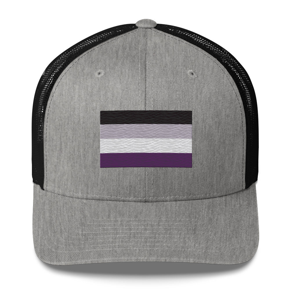 Asexual Pride Flag Trucker Hat - Heather/ Black - LGBTPride.com