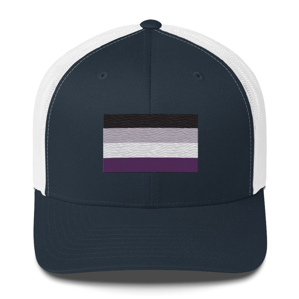 Asexual Pride Flag Trucker Hat - Navy/ White - LGBTPride.com
