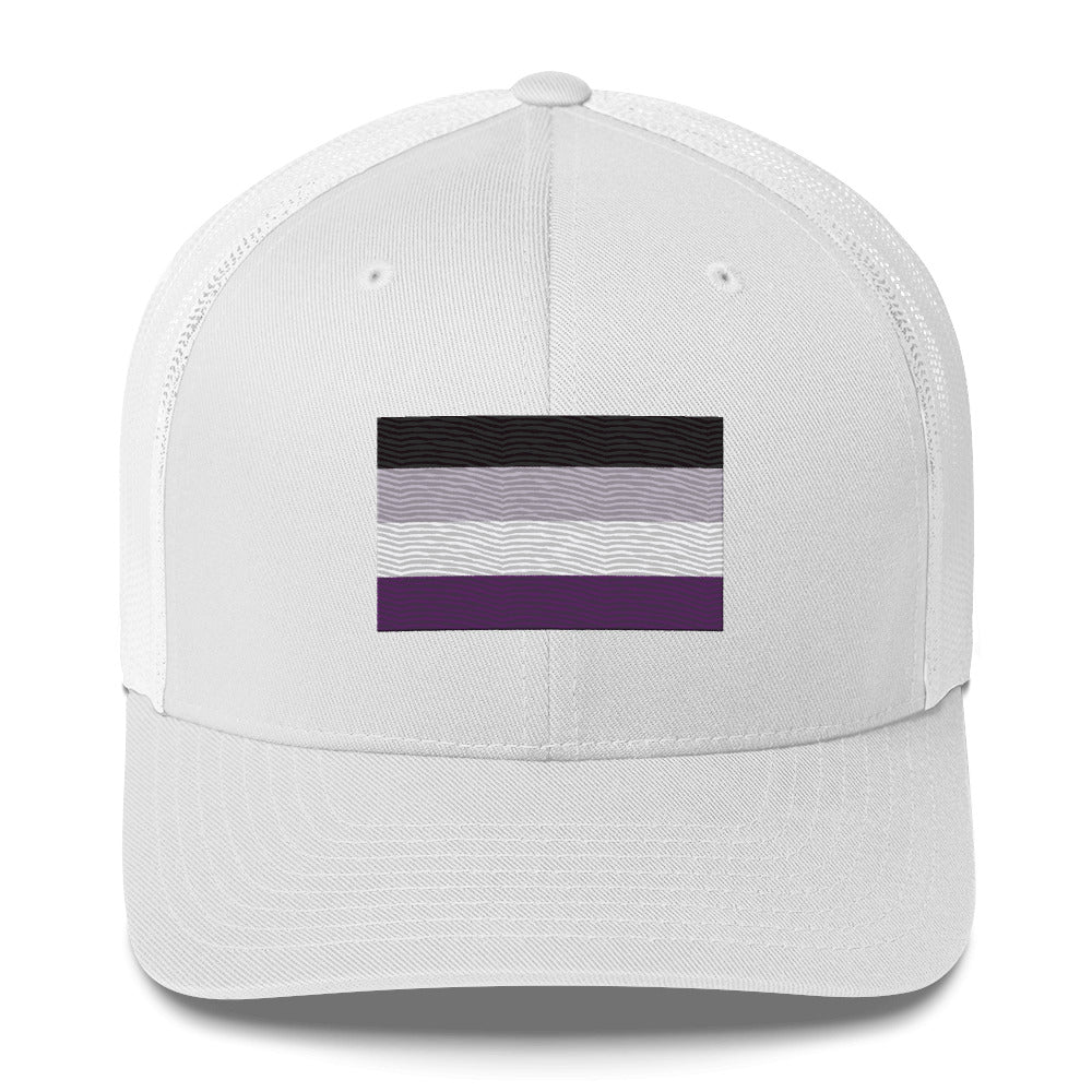 Asexual Pride Flag Trucker Hat - White - LGBTPride.com