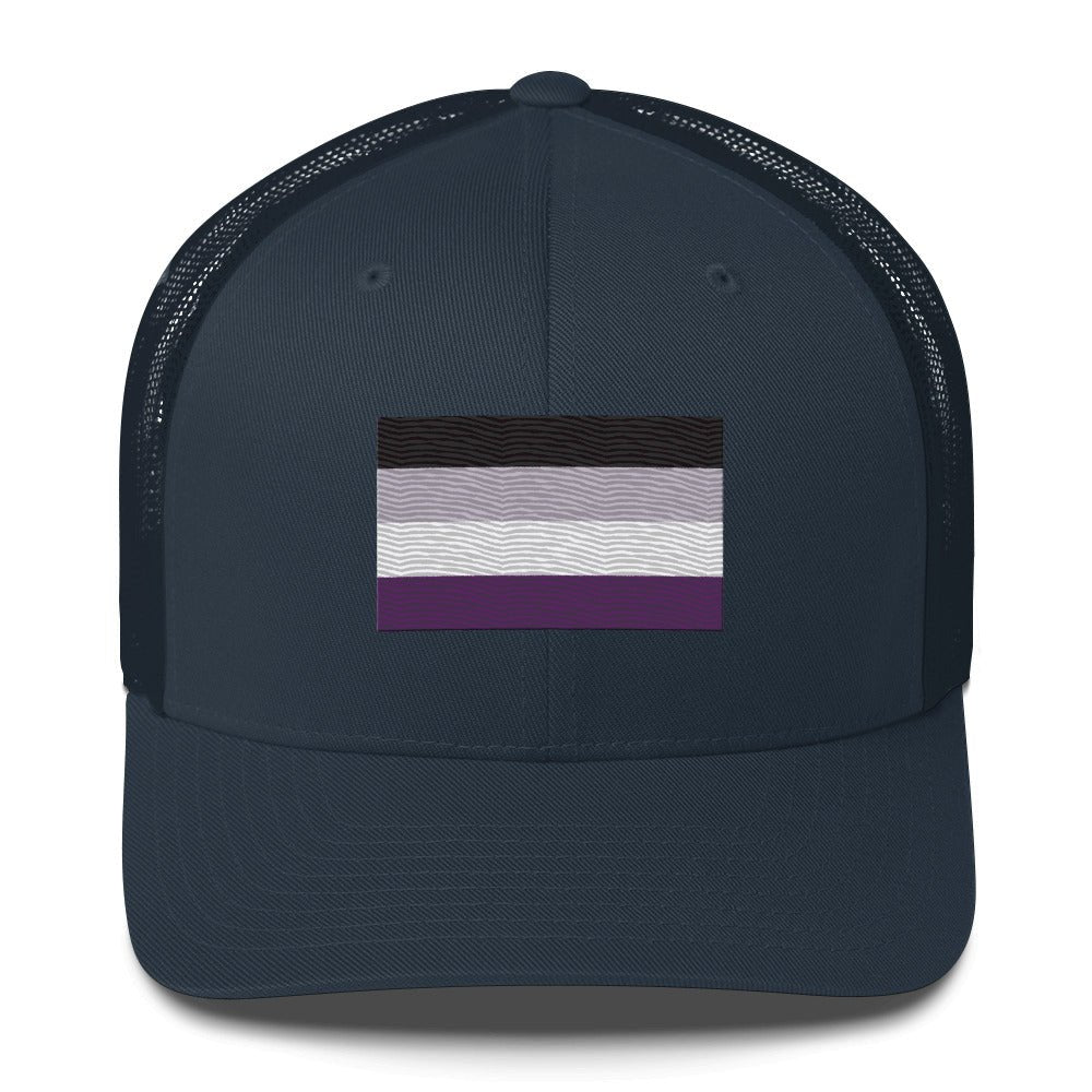 Asexual Pride Flag Trucker Hat - Navy - LGBTPride.com