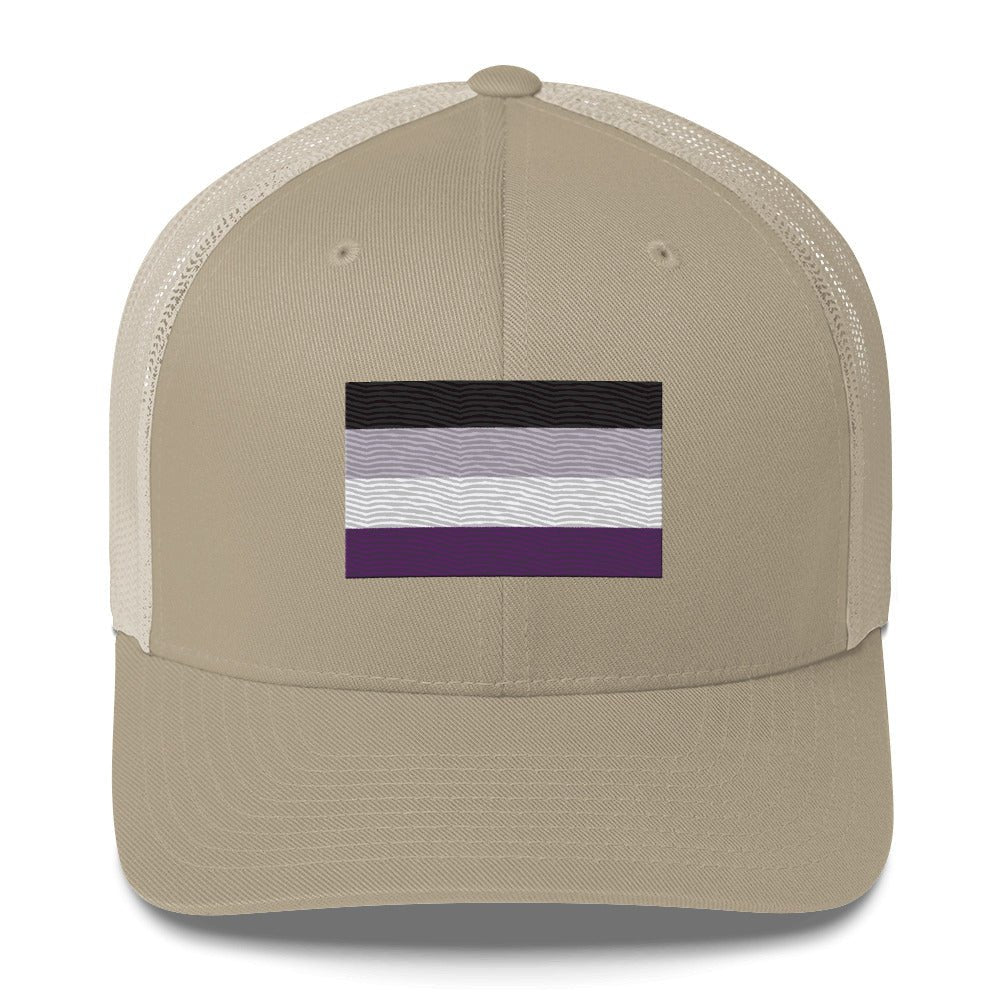 Asexual Pride Flag Trucker Hat - Khaki - LGBTPride.com