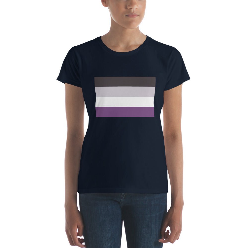 Asexual Pride Flag Women's T-Shirt - Navy - LGBTPride.com
