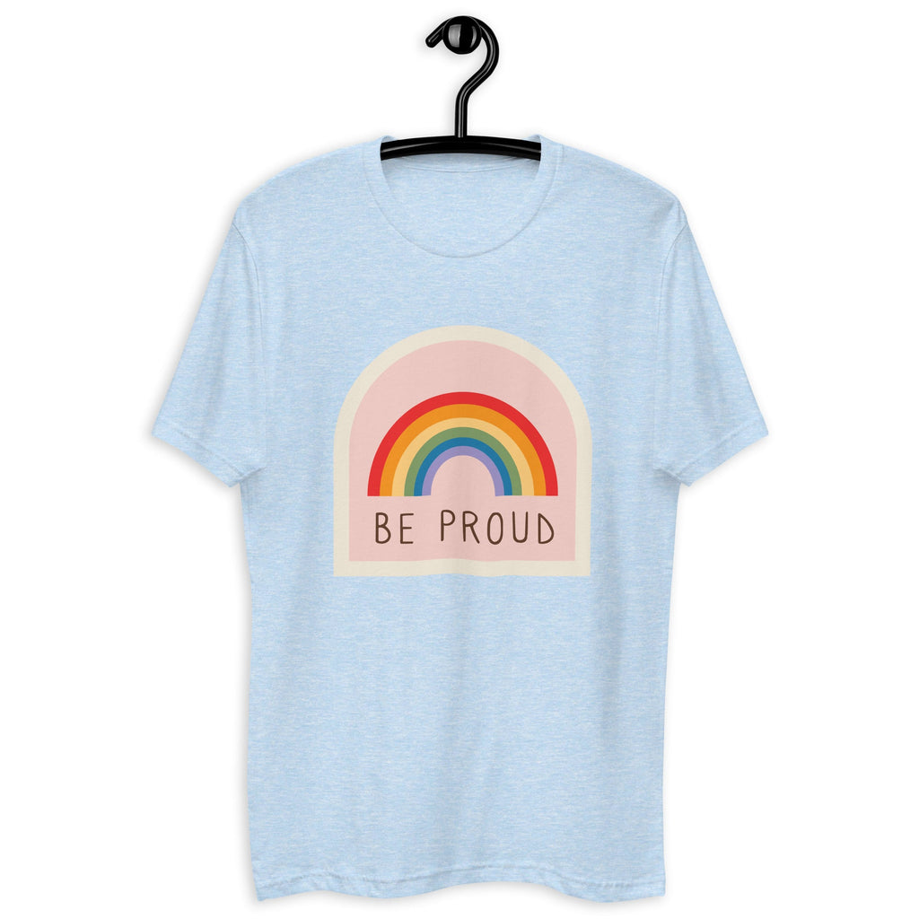 Be Proud Men's T-Shirt - Light Blue - LGBTPride.com