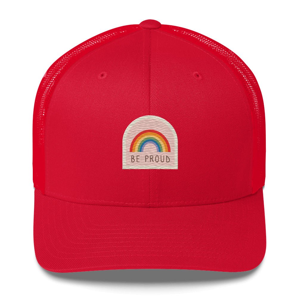 Be Proud Trucker Hat - Red - LGBTPride.com