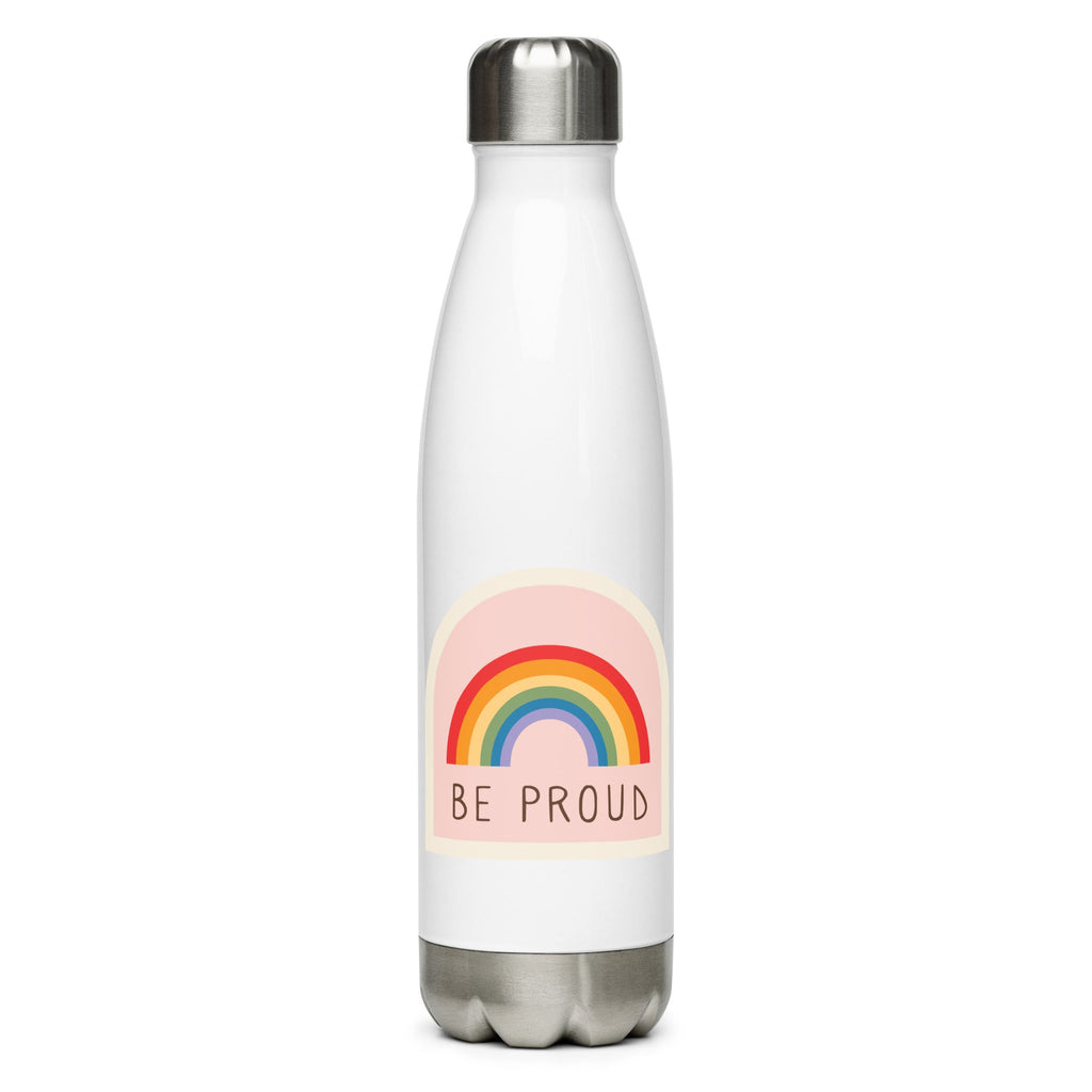 Be Proud Water Bottle - White - LGBTPride.com