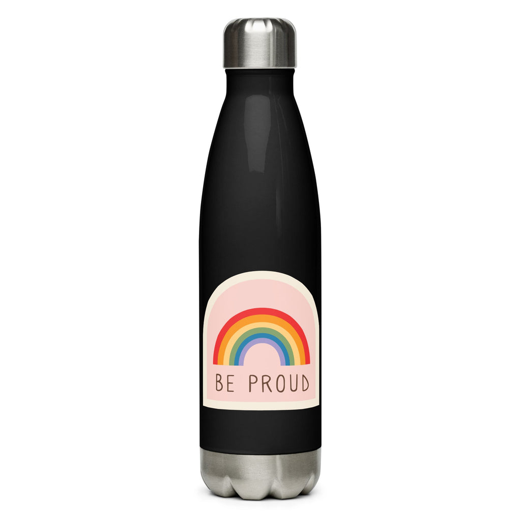 Be Proud Water Bottle - Black - LGBTPride.com