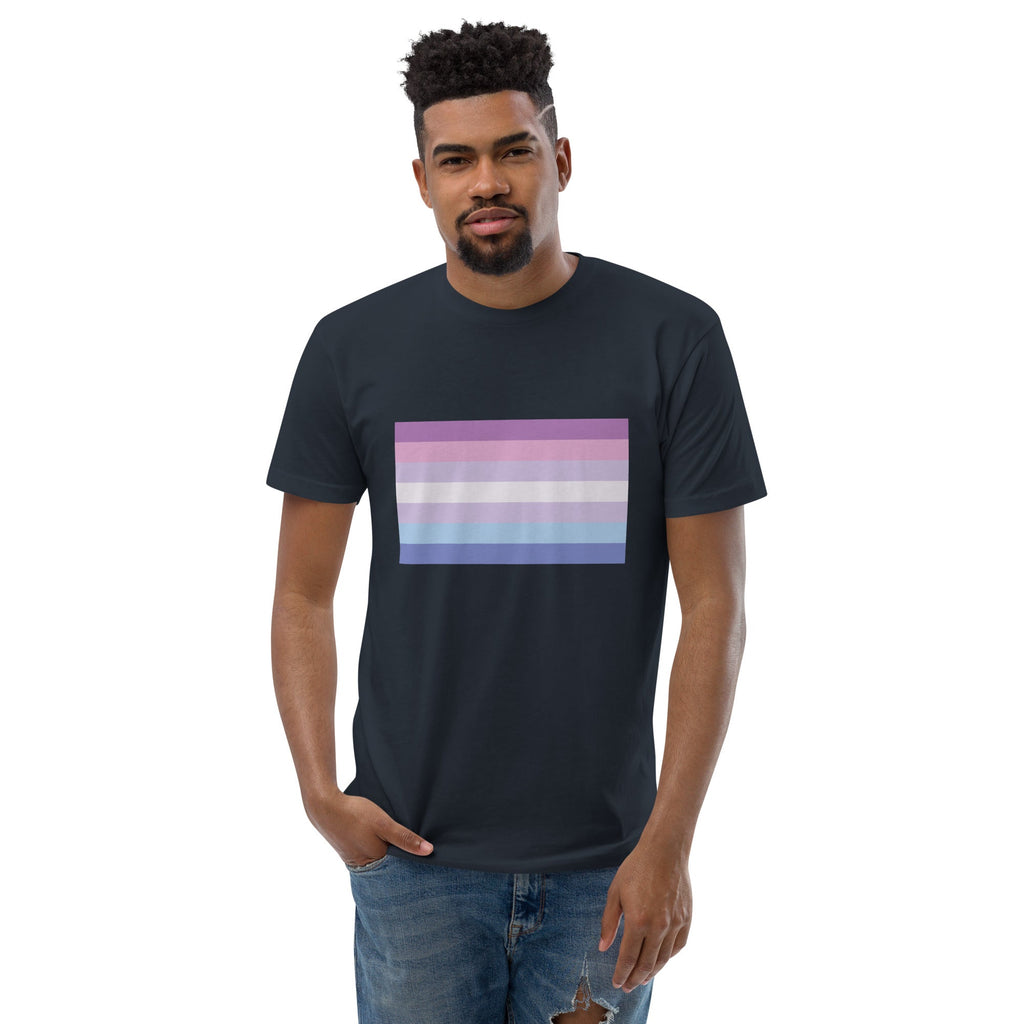 Bigender Pride Flag Men's T-shirt - Midnight Navy - LGBTPride.com
