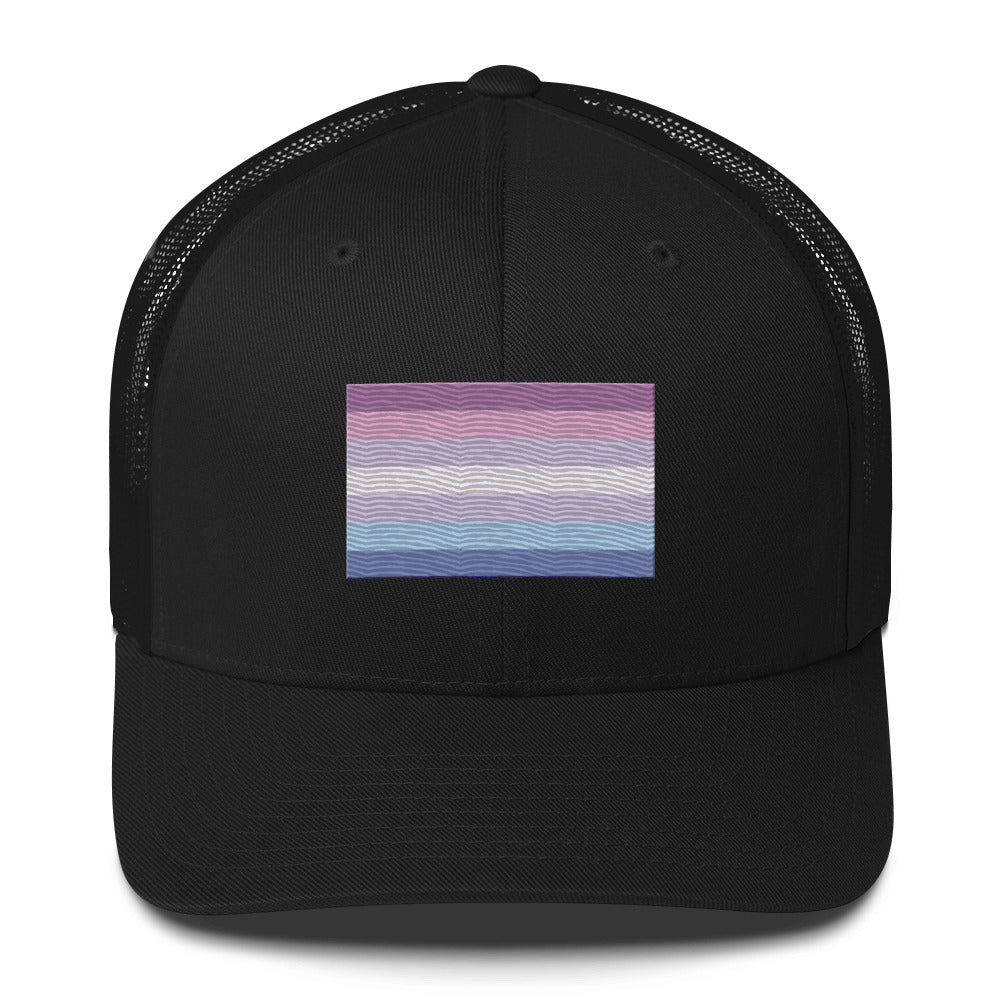 Bigender Pride Flag Trucker Hat - Black - LGBTPride.com