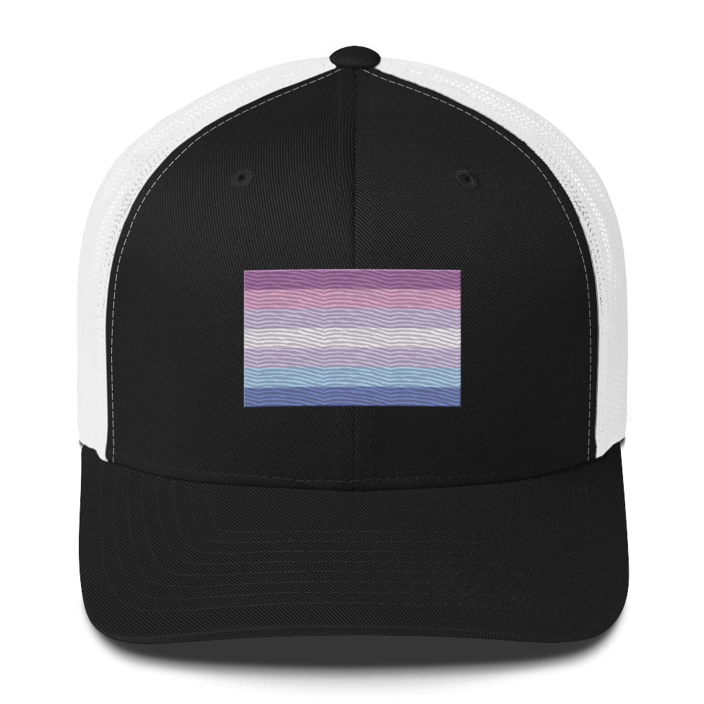 Bigender Pride Flag Trucker Hat - Black/ White - LGBTPride.com
