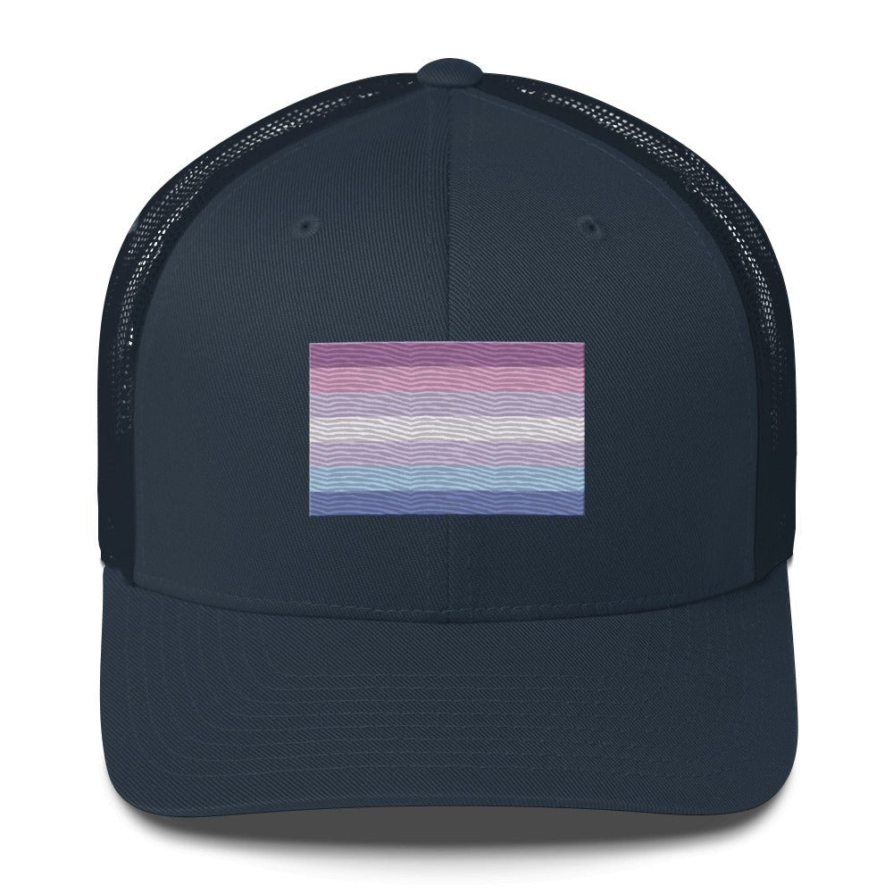 Bigender Pride Flag Trucker Hat - Navy - LGBTPride.com