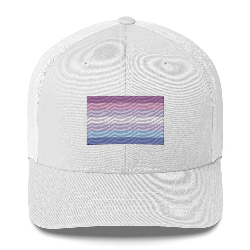 Bigender Pride Flag Trucker Hat - White - LGBTPride.com