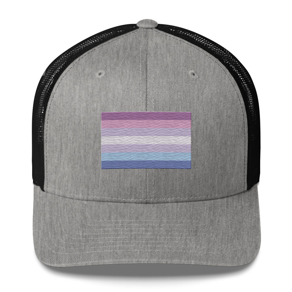 Bigender Pride Flag Trucker Hat - Heather/ Black - LGBTPride.com