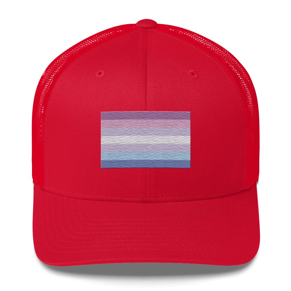 Bigender Pride Flag Trucker Hat - Red - LGBTPride.com