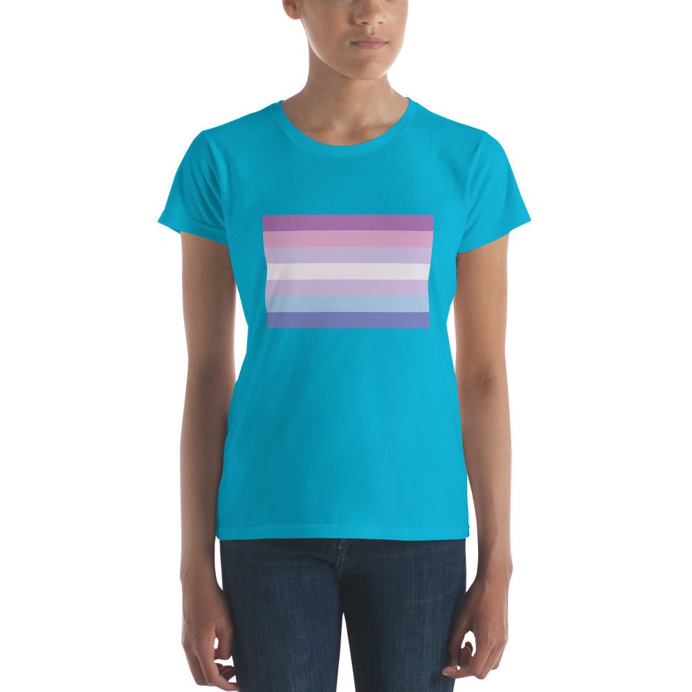Bigender Pride Flag Women's T-Shirt - Caribbean Blue - LGBTPride.com