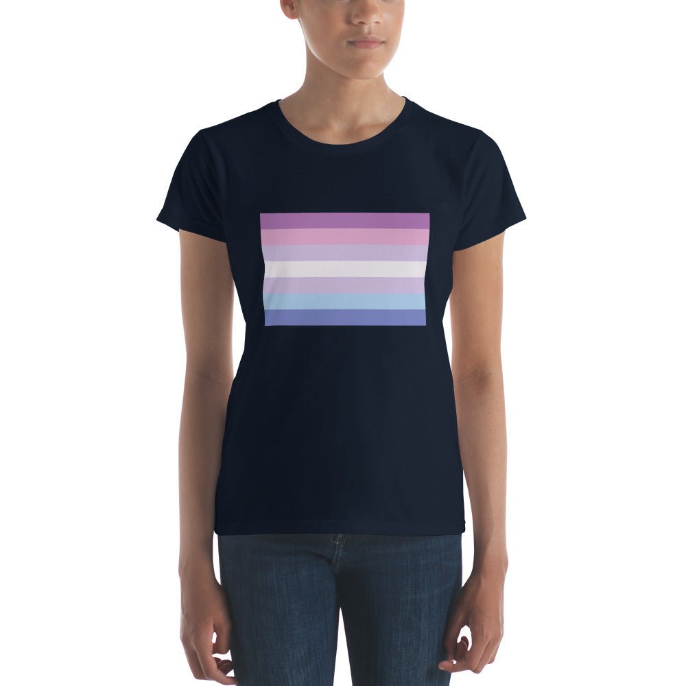 Bigender Pride Flag Women's T-Shirt - Navy - LGBTPride.com