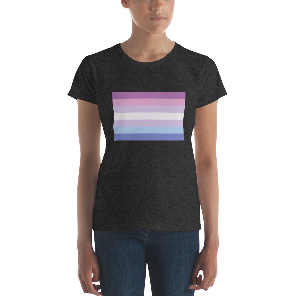 Bigender Pride Flag Women's T-Shirt - Heather Dark Grey - LGBTPride.com