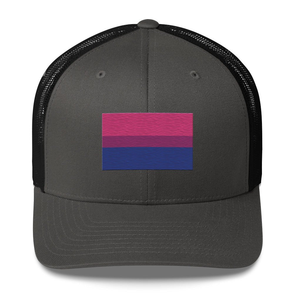Bisexual Pride Flag Trucker Hat - Charcoal/ Black - LGBTPride.com