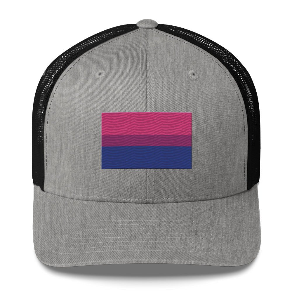 Bisexual Pride Flag Trucker Hat - Heather/ Black - LGBTPride.com