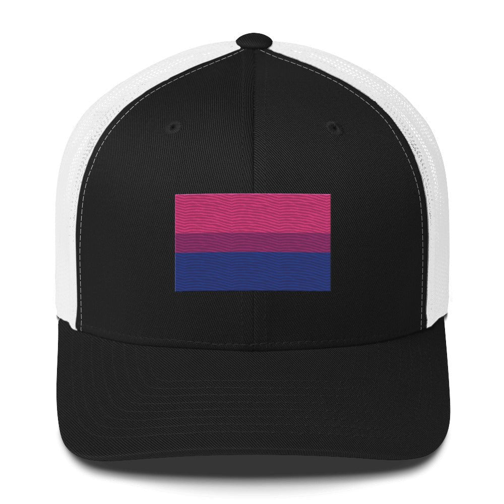 Bisexual Pride Flag Trucker Hat - Black/ White - LGBTPride.com