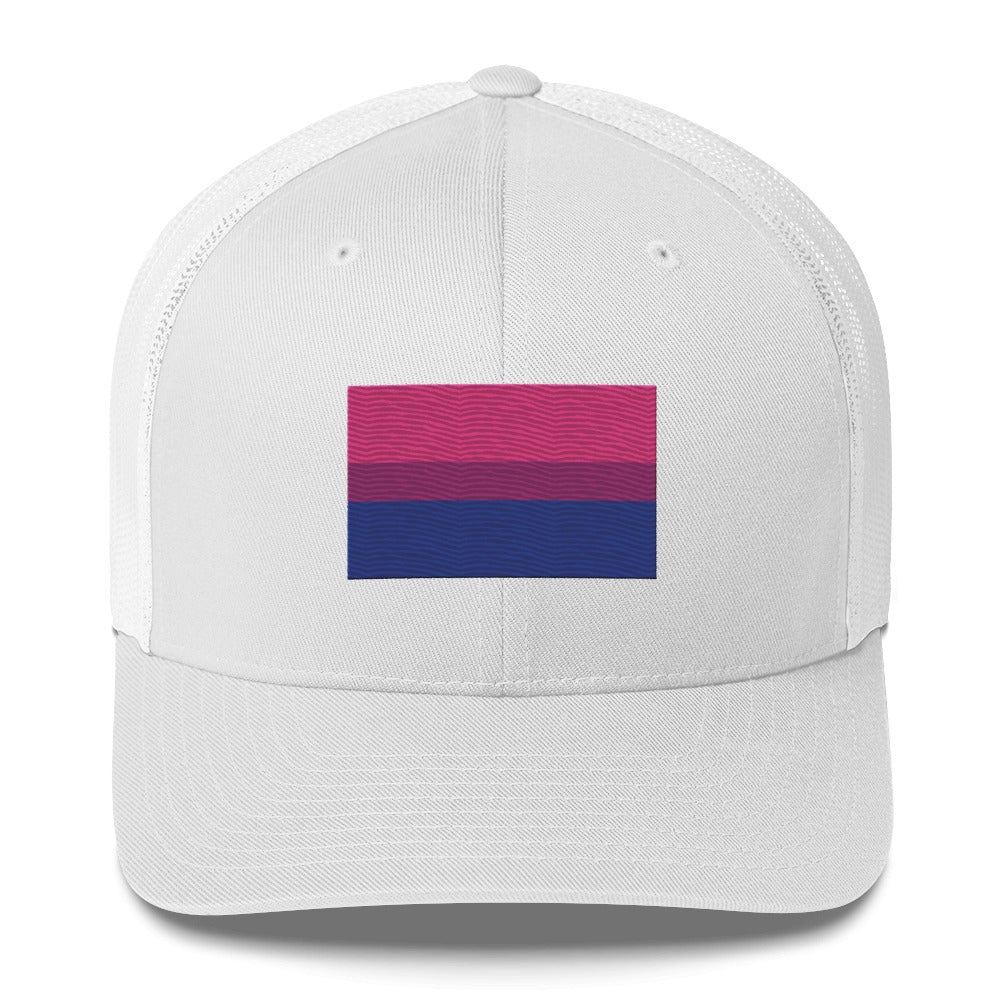 Bisexual Pride Flag Trucker Hat - White - LGBTPride.com