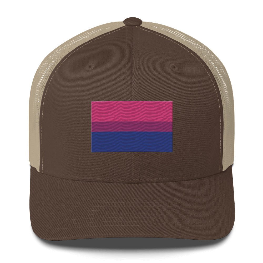 Bisexual Pride Flag Trucker Hat - Brown/ Khaki - LGBTPride.com