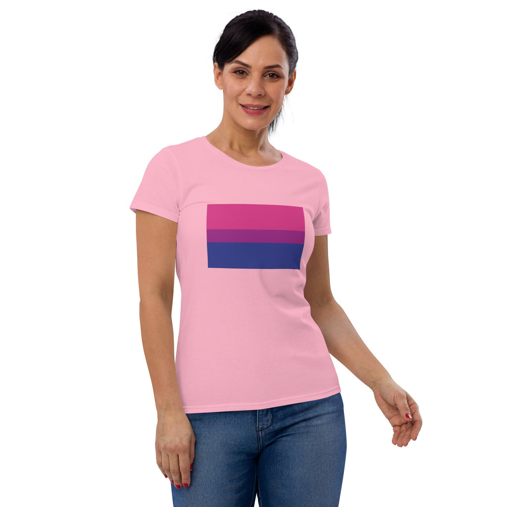 Bisexual Pride Flag Women's T-Shirt - Charity Pink - LGBTPride.com