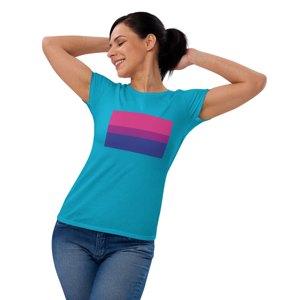 Bisexual Pride Flag Women's T-Shirt - Caribbean Blue - LGBTPride.com