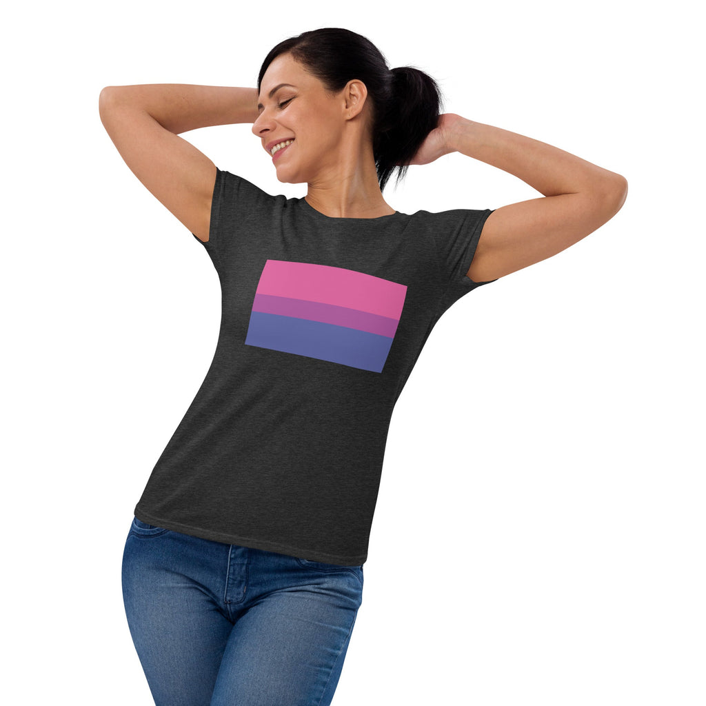 Bisexual Pride Flag Women's T-Shirt - Heather Dark Grey - LGBTPride.com
