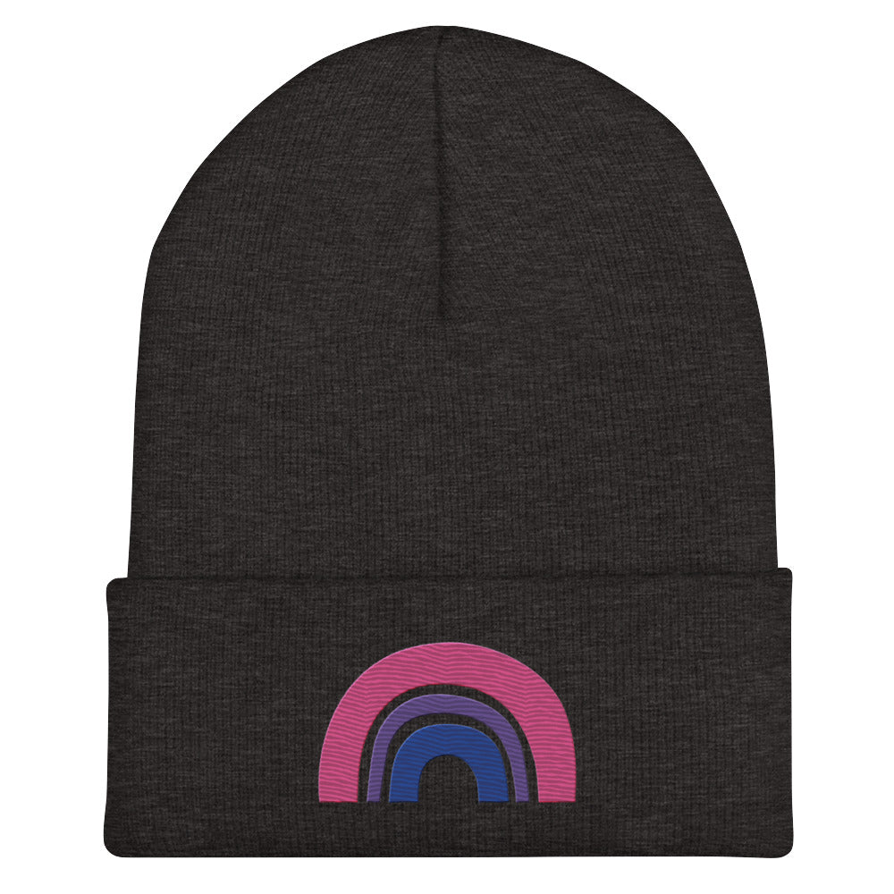 Bisexual Pride Rainbow Cuffed Beanie - Dark Grey - LGBTPride.com