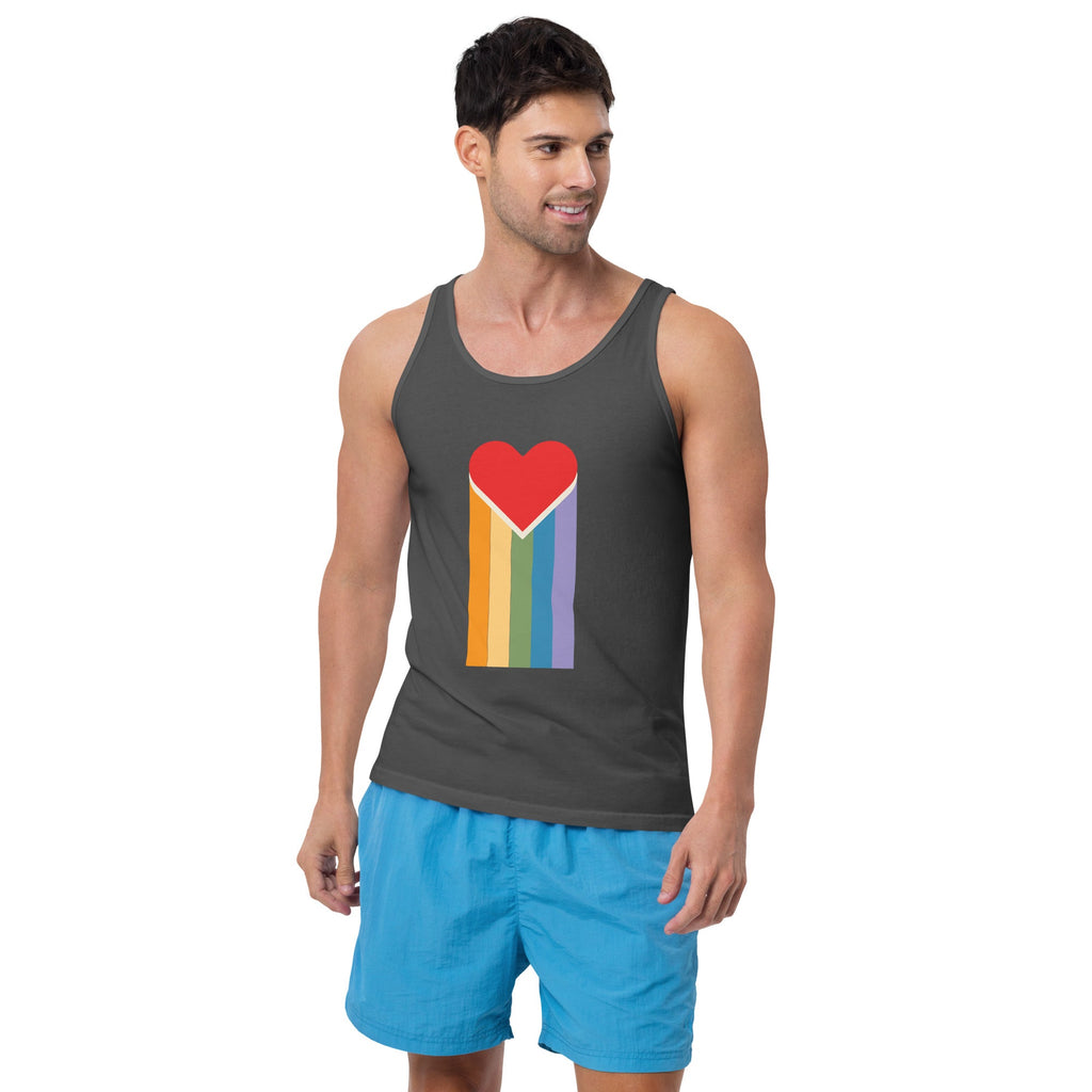 Bleeding Rainbow Heart Classic Tank Top - Asphalt - LGBTPride.com