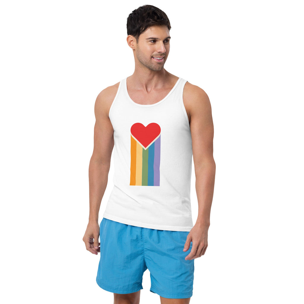 Bleeding Rainbow Heart Classic Tank Top - White - LGBTPride.com