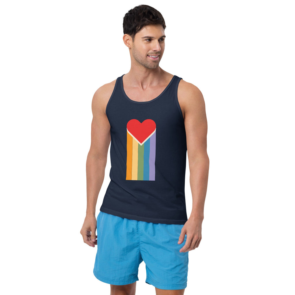 Bleeding Rainbow Heart Classic Tank Top - Navy - LGBTPride.com