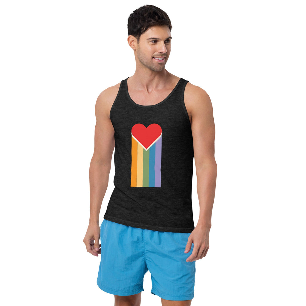 Bleeding Rainbow Heart Classic Tank Top - Charcoal-Black Triblend - LGBTPride.com