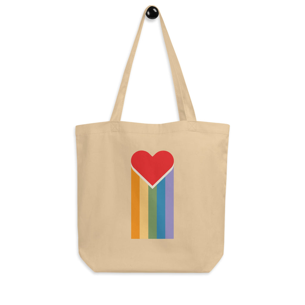 Bleeding Rainbow Heart - Eco Tote Bag - Oyster - LGBTPride.com
