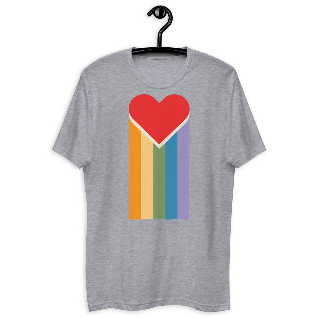 Bleeding Rainbow Heart Men's T-Shirt - Heather Grey - LGBTPride.com