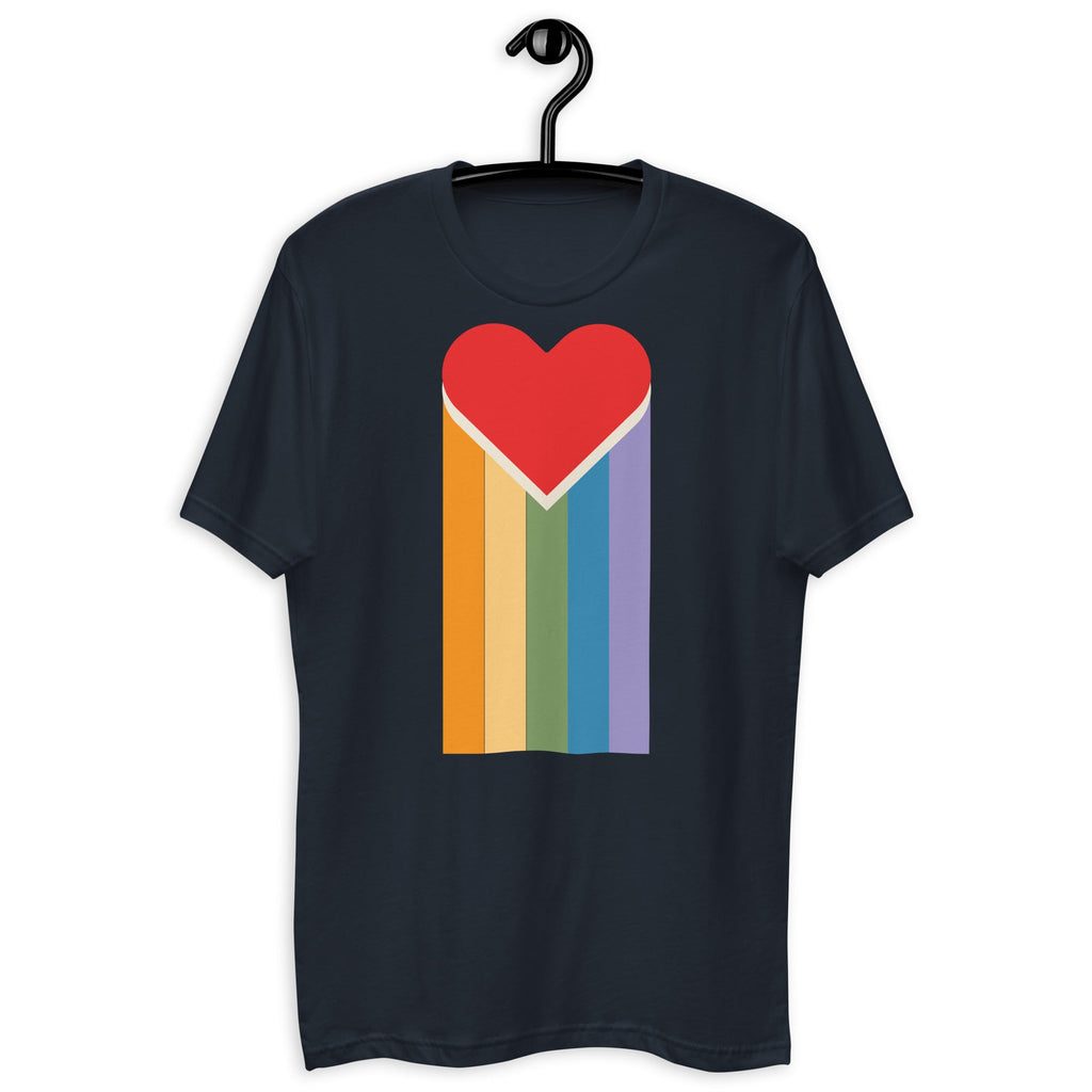Bleeding Rainbow Heart Men's T-Shirt - Midnight Navy - LGBTPride.com