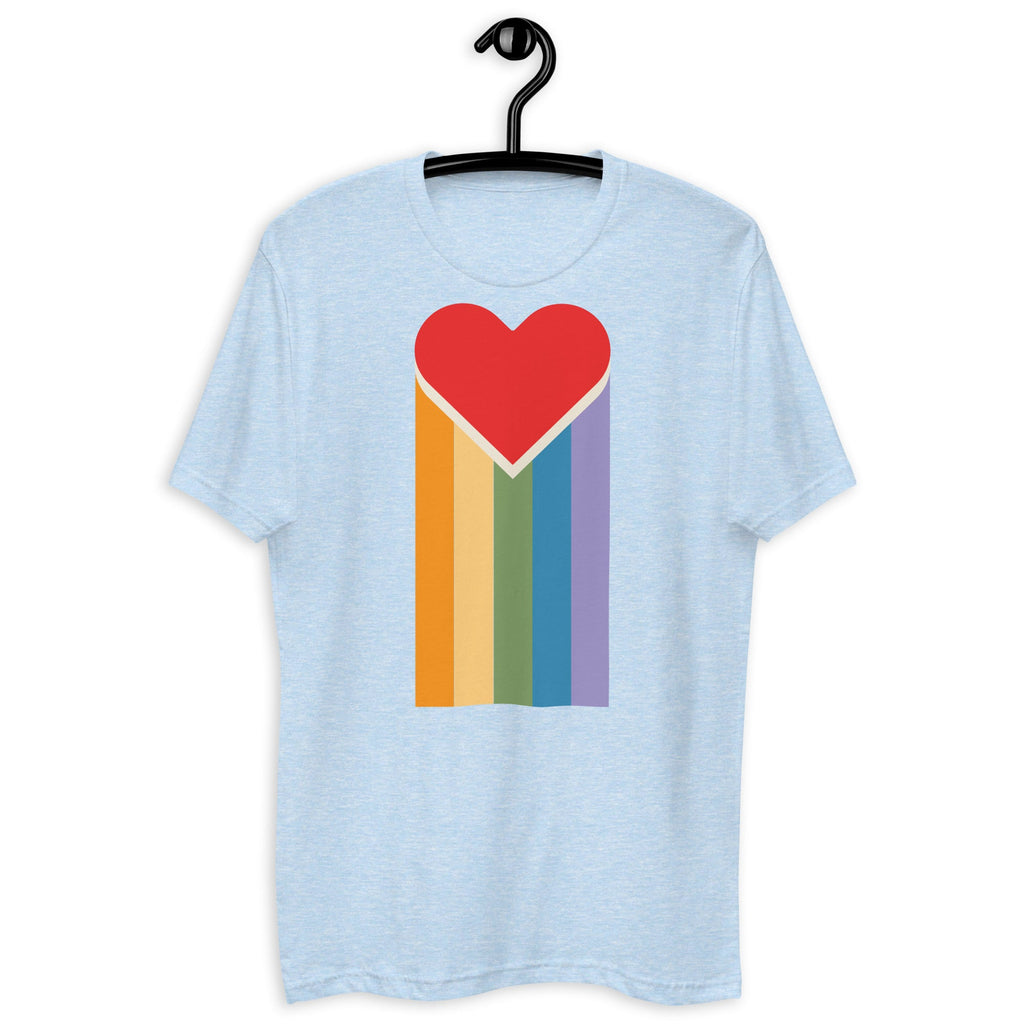 Bleeding Rainbow Heart Men's T-Shirt - Light Blue - LGBTPride.com