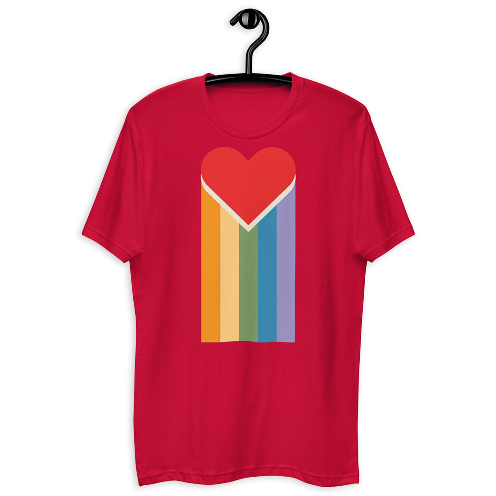 Bleeding Rainbow Heart Men's T-Shirt - Red - LGBTPride.com