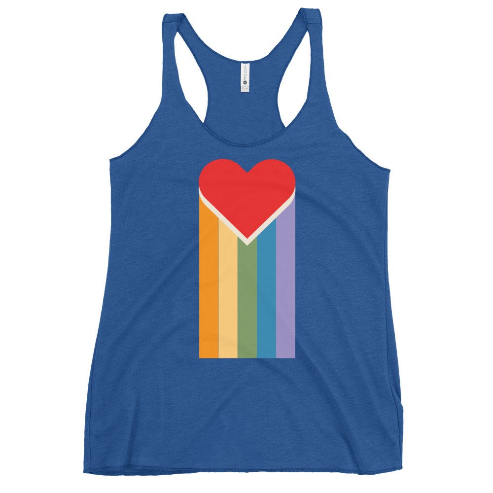 Bleeding Rainbow Heart Women's Tank Top - Vintage Royal - LGBTPride.com