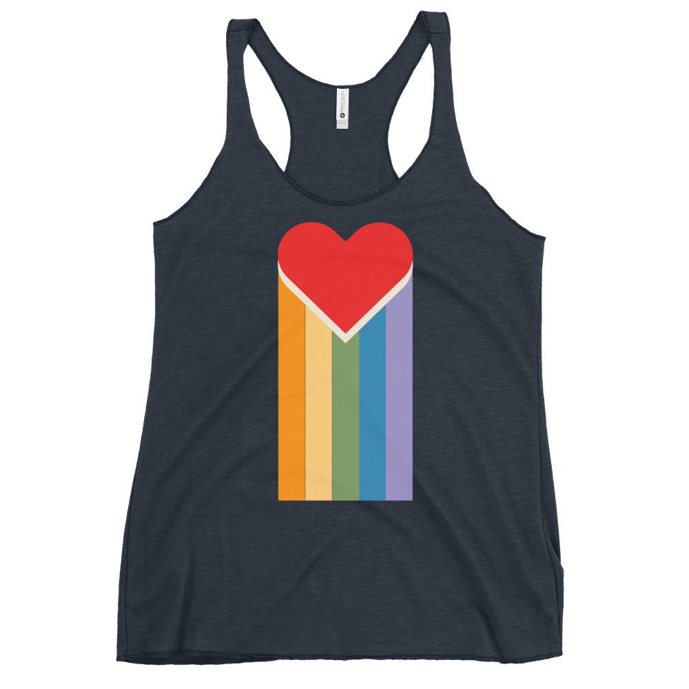 Bleeding Rainbow Heart Women's Tank Top - Vintage Navy - LGBTPride.com