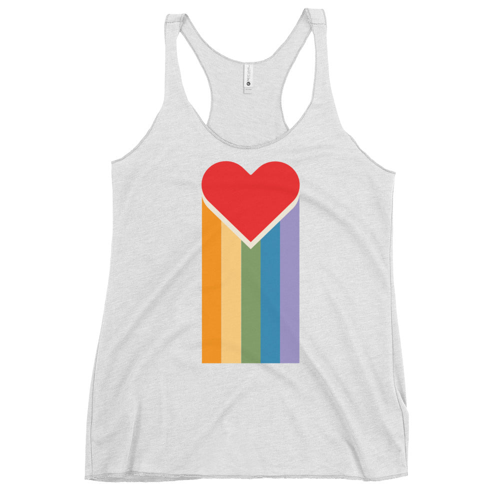 Bleeding Rainbow Heart Women's Tank Top - Heather White - LGBTPride.com